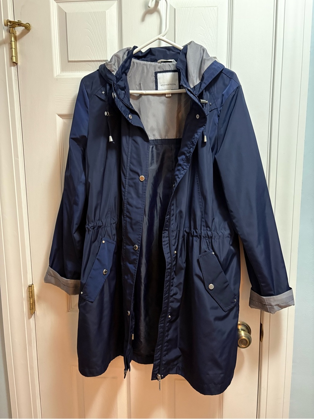 Weatherproof Navy Hooded Trench Coat